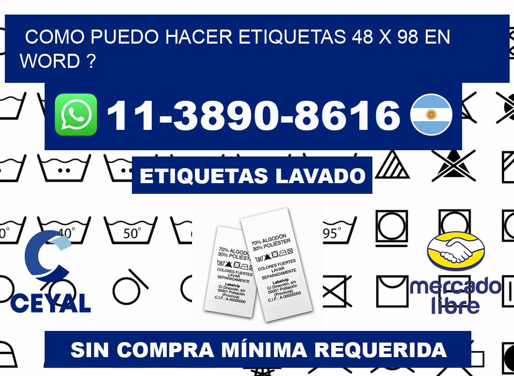como puedo hacer etiquetas 48 x 98 en word ?