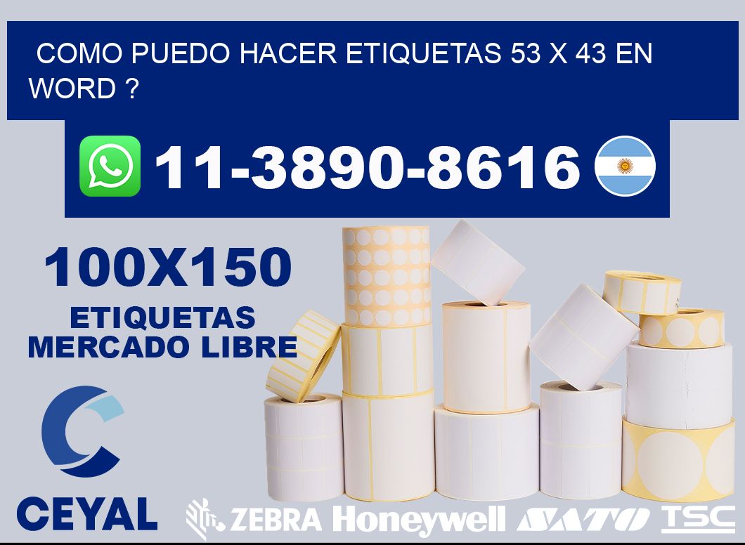 como puedo hacer etiquetas 53 x 43 en word ?