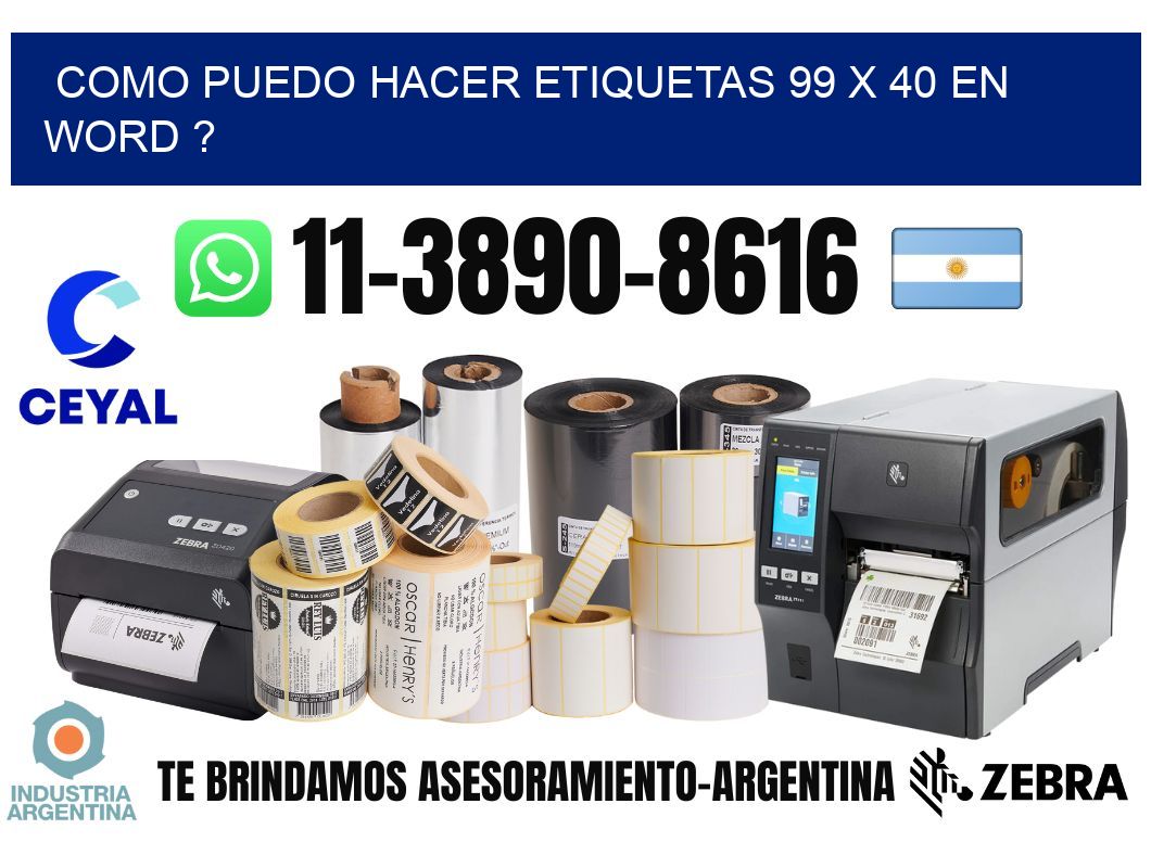 como puedo hacer etiquetas 99 x 40 en word ?