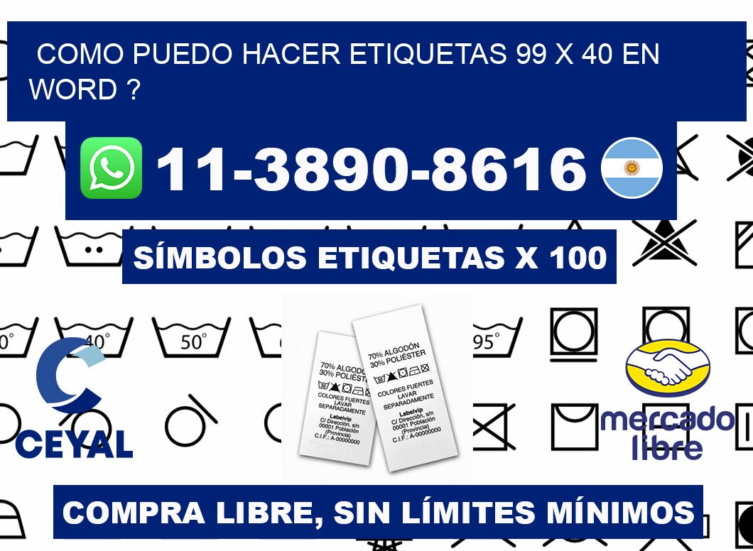 como puedo hacer etiquetas 99 x 40 en word ?