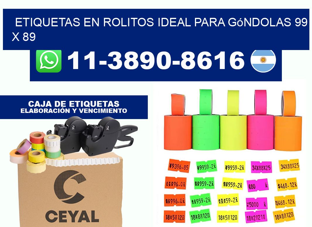 etiquetas en rolitos ideal para góndolas 99 x 89