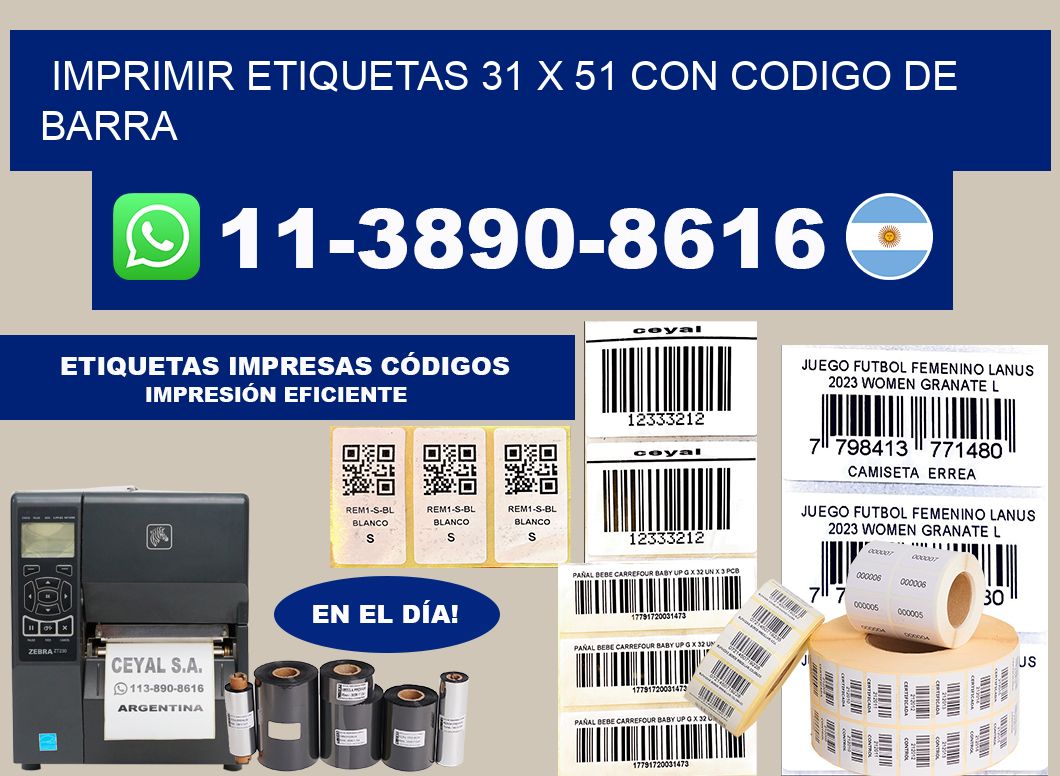 imprimir etiquetas 31 x 51 con codigo de barra