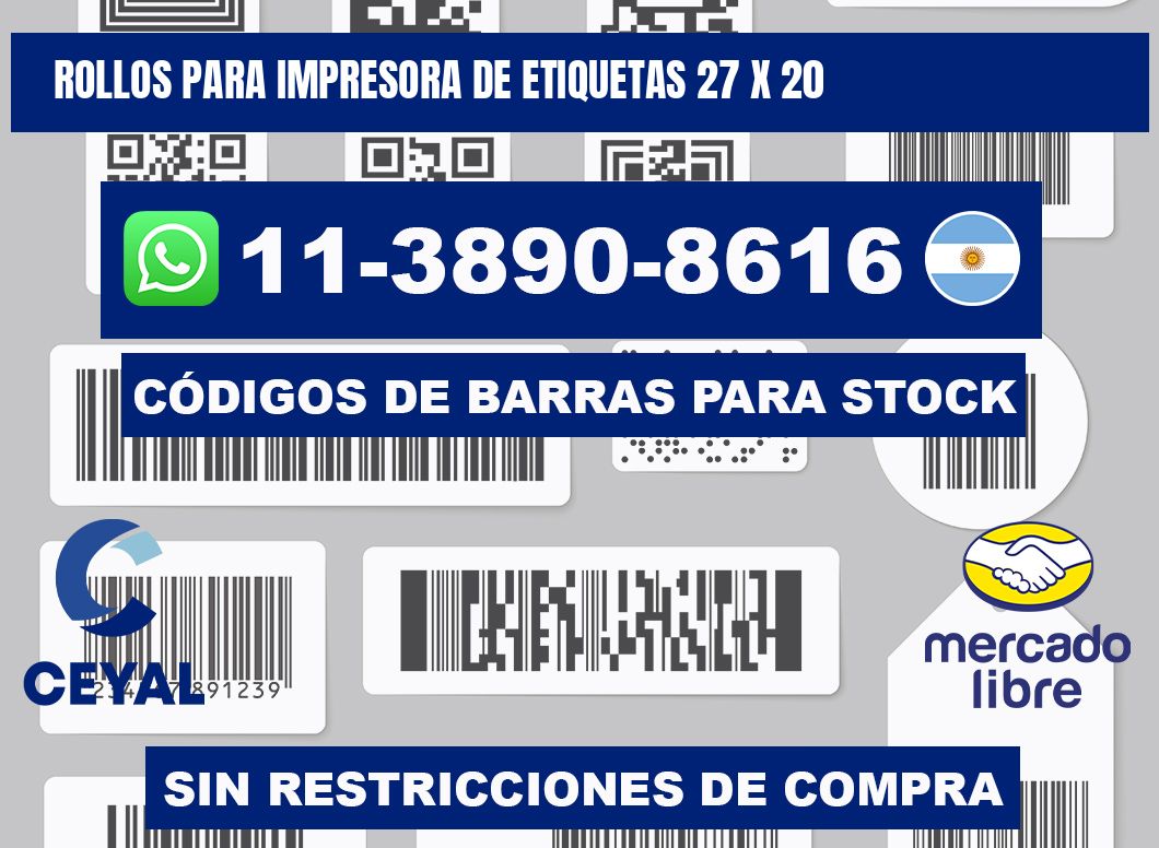 rollos para impresora de etiquetas 27 x 20