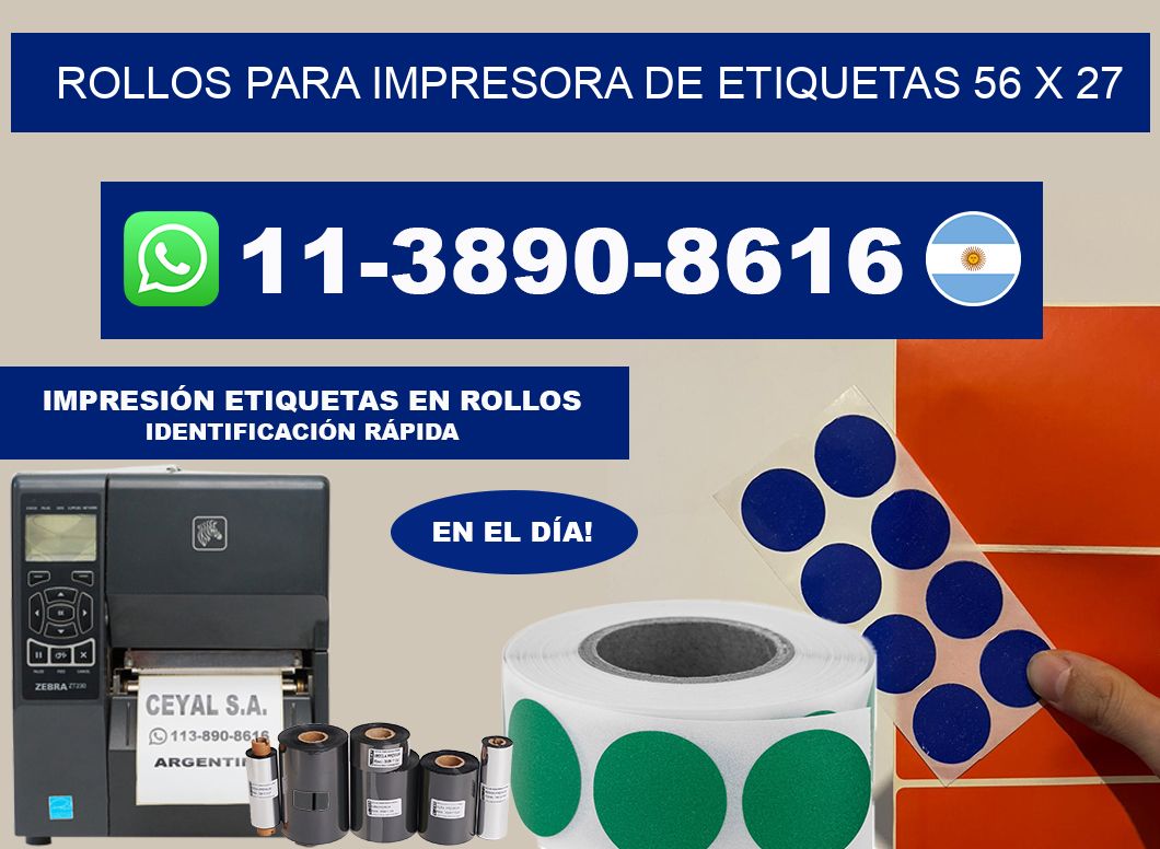 rollos para impresora de etiquetas 56 x 27