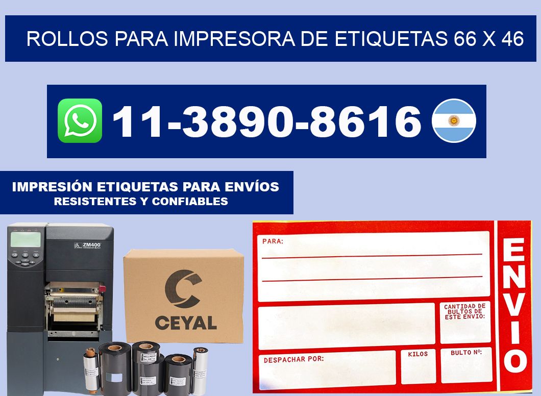 rollos para impresora de etiquetas 66 x 46