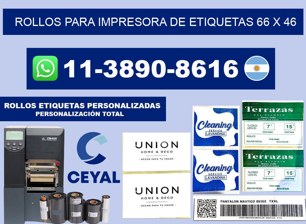 rollos para impresora de etiquetas 66 x 46