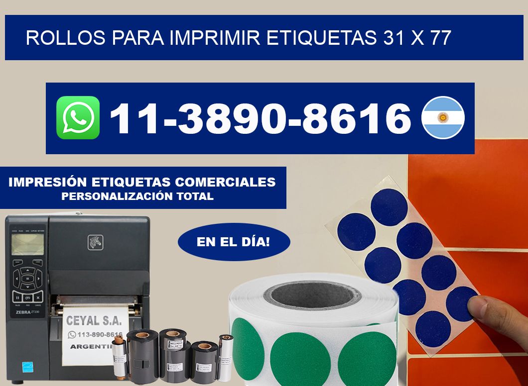rollos para imprimir etiquetas 31 x 77