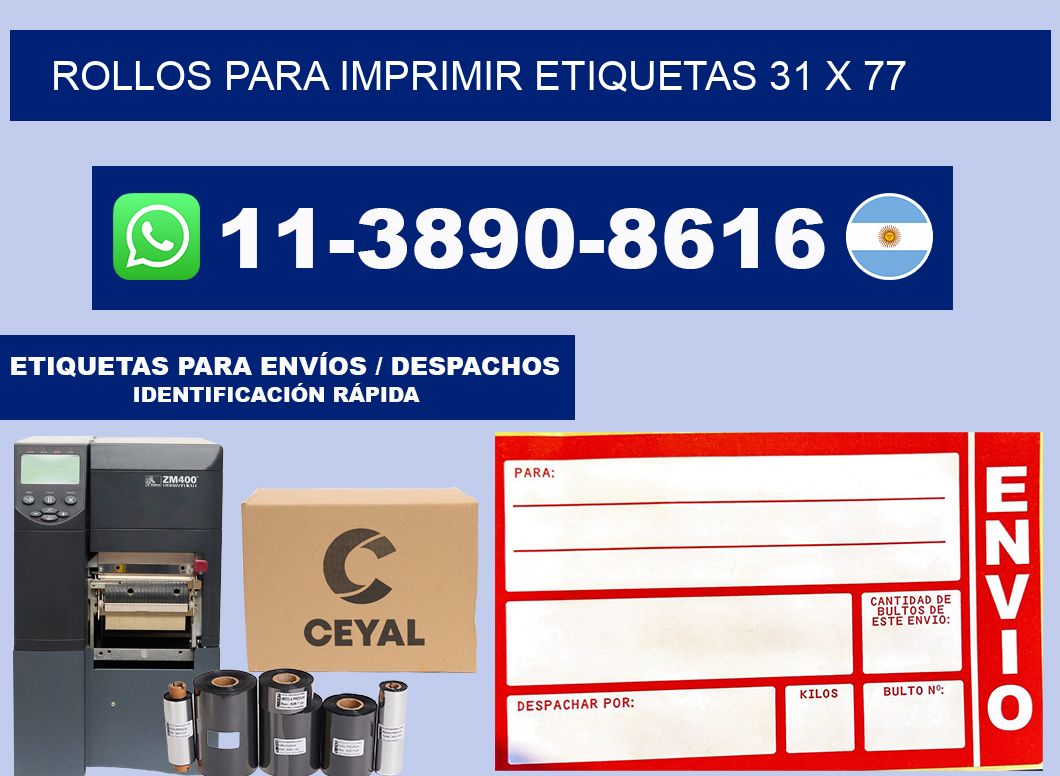 rollos para imprimir etiquetas 31 x 77