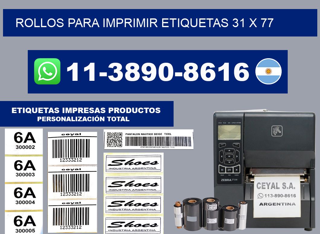 rollos para imprimir etiquetas 31 x 77