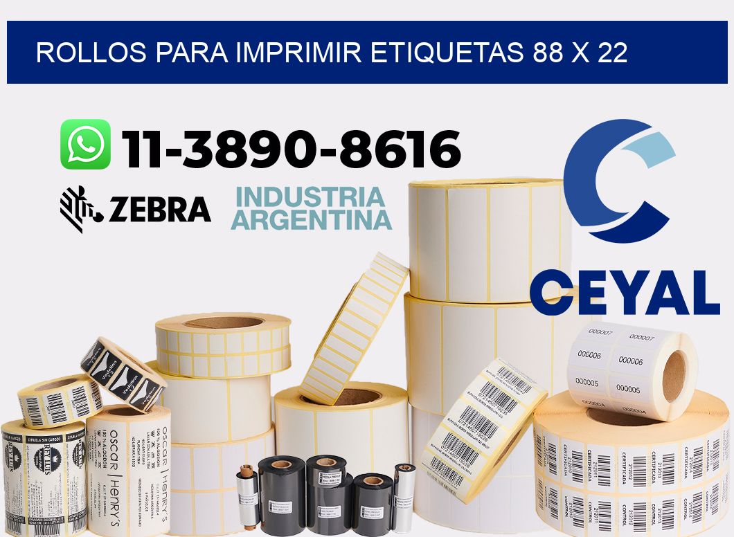 rollos para imprimir etiquetas 88 x 22