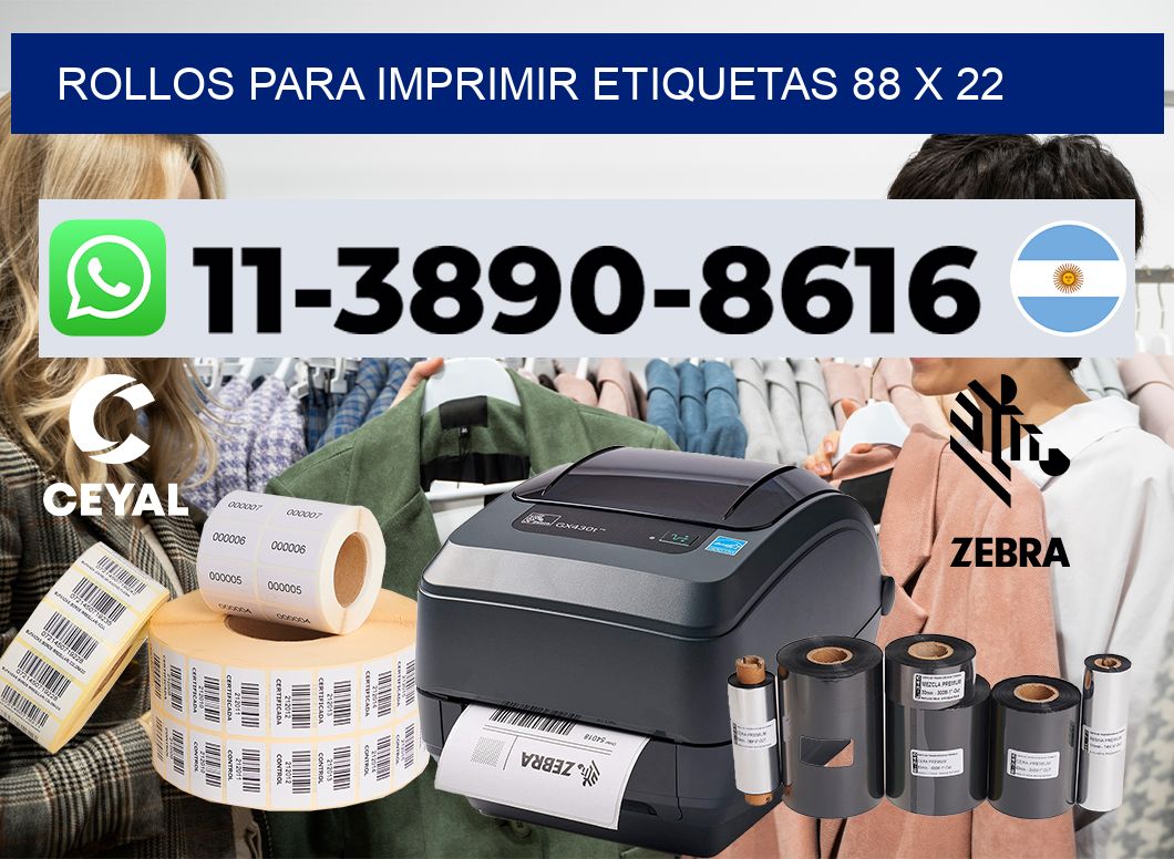 rollos para imprimir etiquetas 88 x 22
