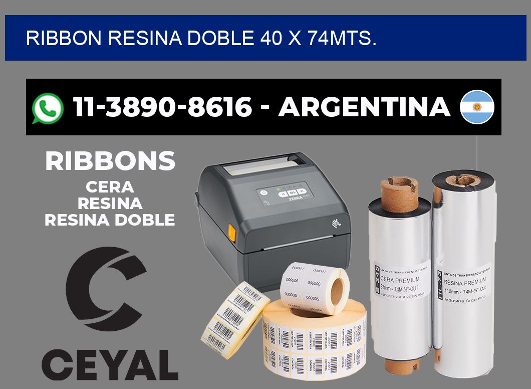 RIBBON RESINA DOBLE 40 X 74MTS.
