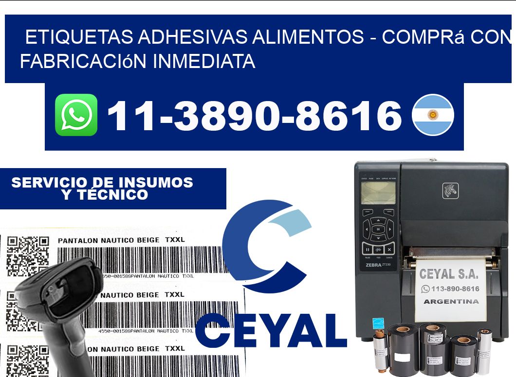 ETIQUETAS ADHESIVAS ALIMENTOS - Comprá con fabricación inmediata