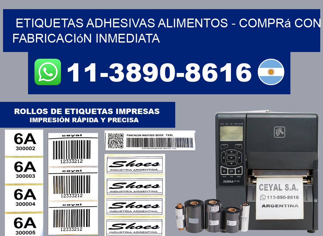 ETIQUETAS ADHESIVAS ALIMENTOS - Comprá con fabricación inmediata