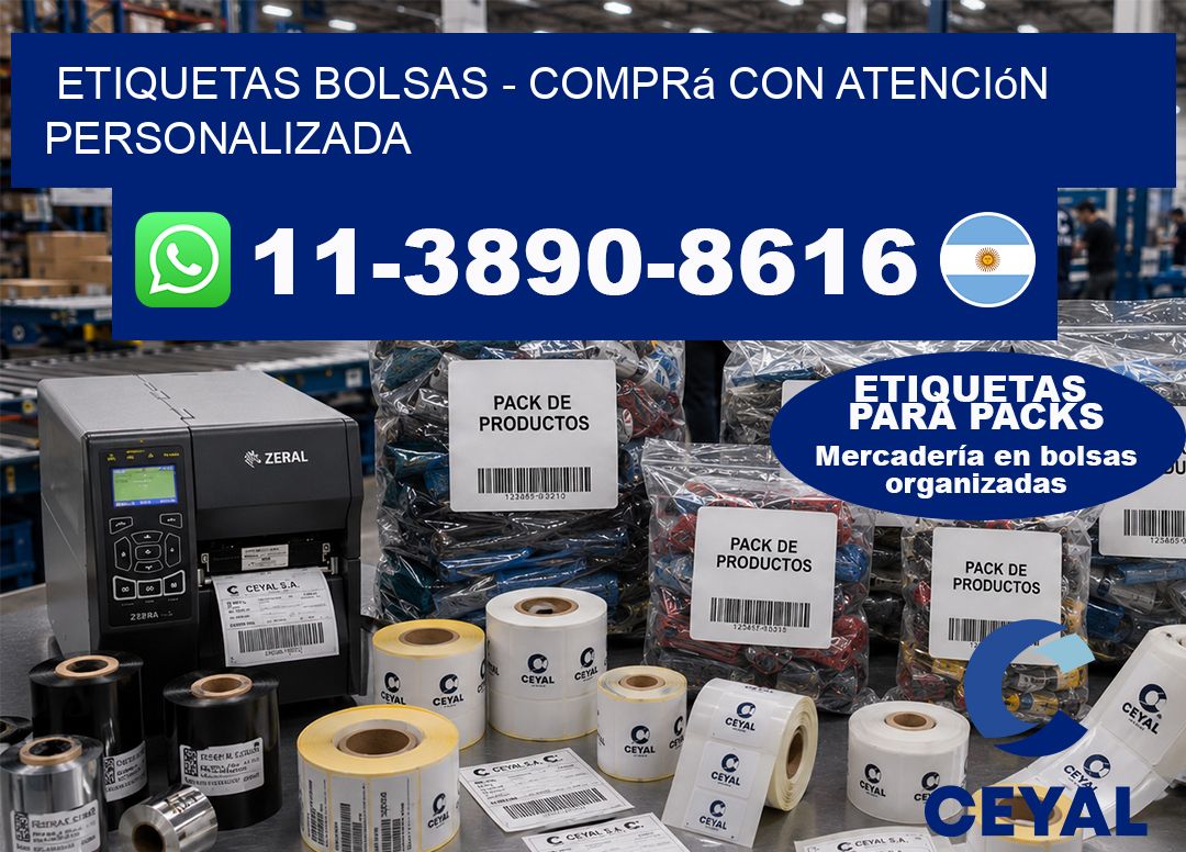ETIQUETAS BOLSAS - Comprá con atención personalizada