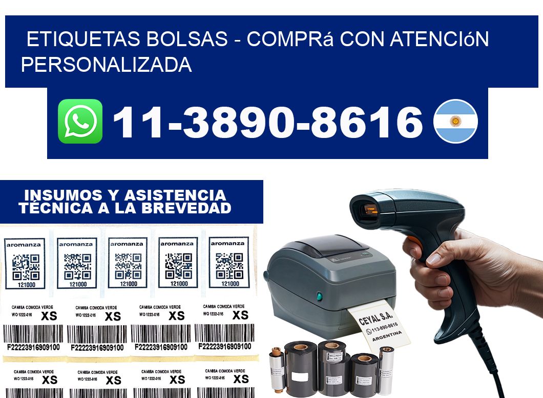 ETIQUETAS BOLSAS - Comprá con atención personalizada