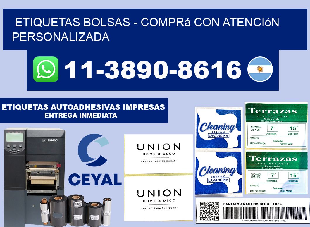 ETIQUETAS BOLSAS - Comprá con atención personalizada