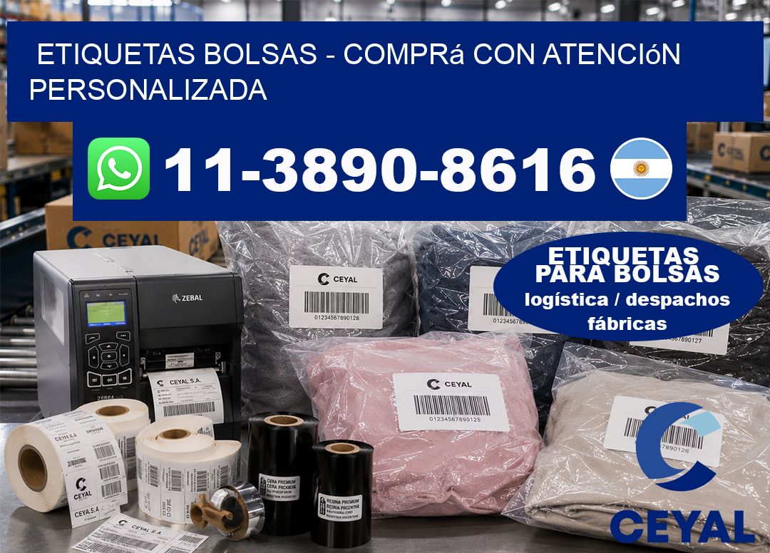 ETIQUETAS BOLSAS – Comprá con atención personalizada