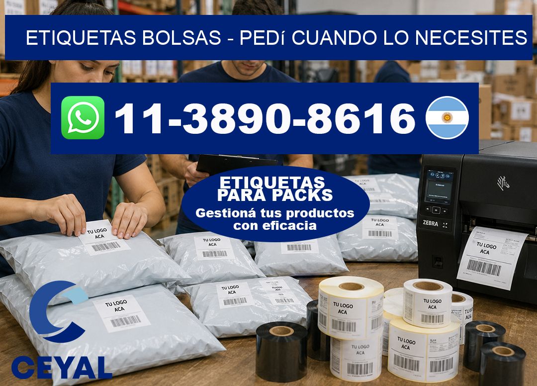 ETIQUETAS BOLSAS - Pedí cuando lo necesites