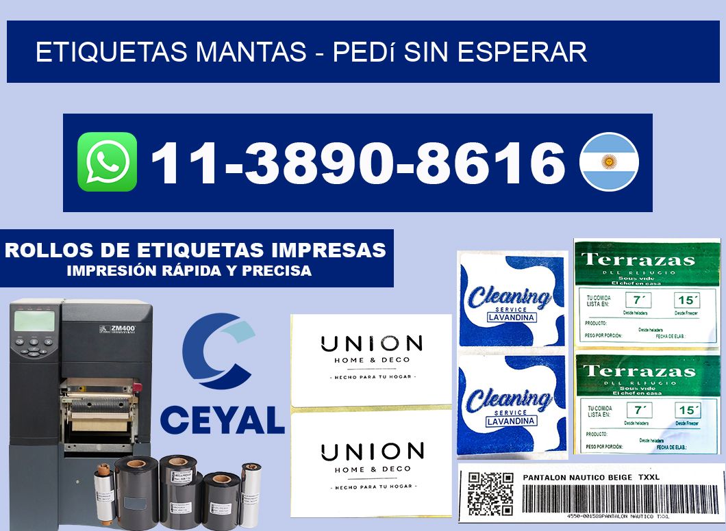Etiquetas Mantas - Pedí sin esperar