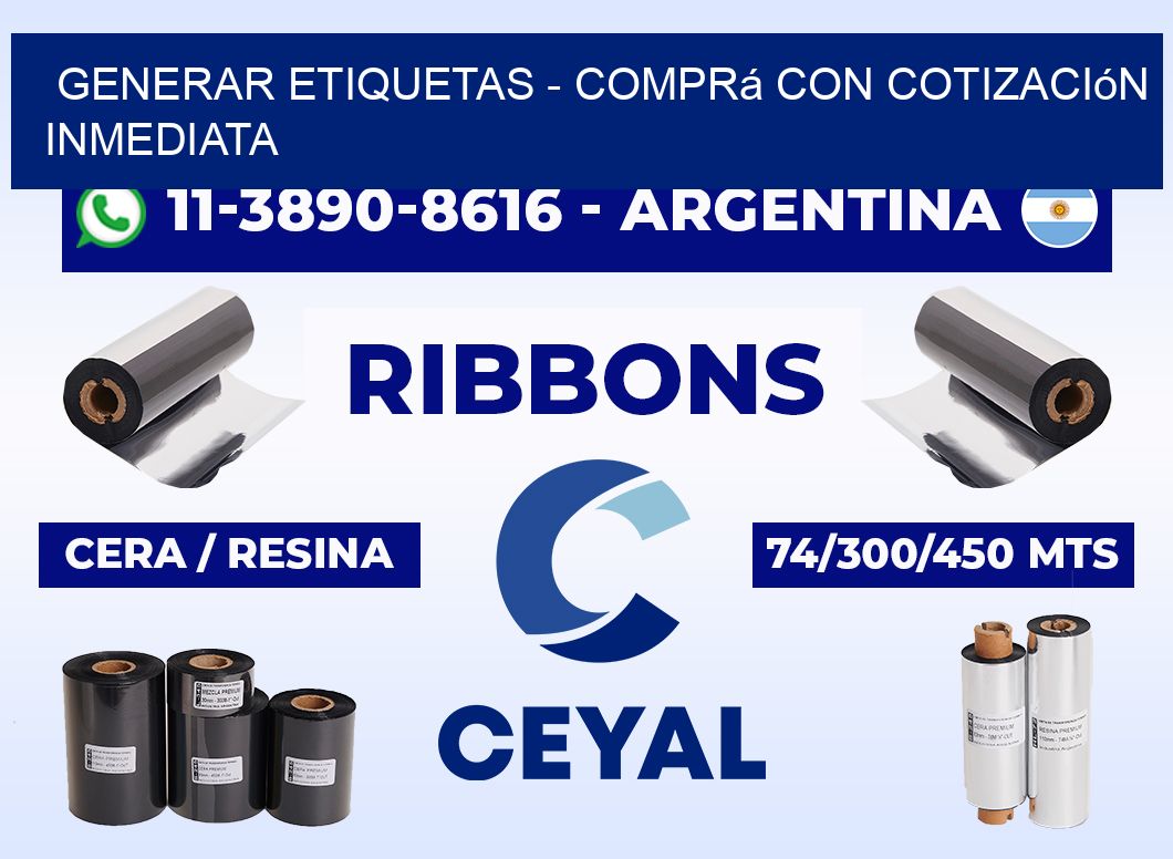 GENERAR ETIQUETAS - Comprá con cotización inmediata