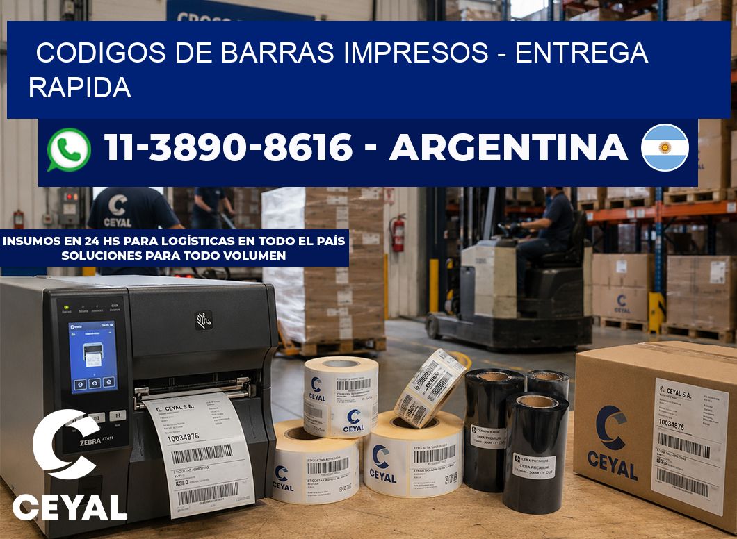 codigos de barras impresos - entrega rapida
