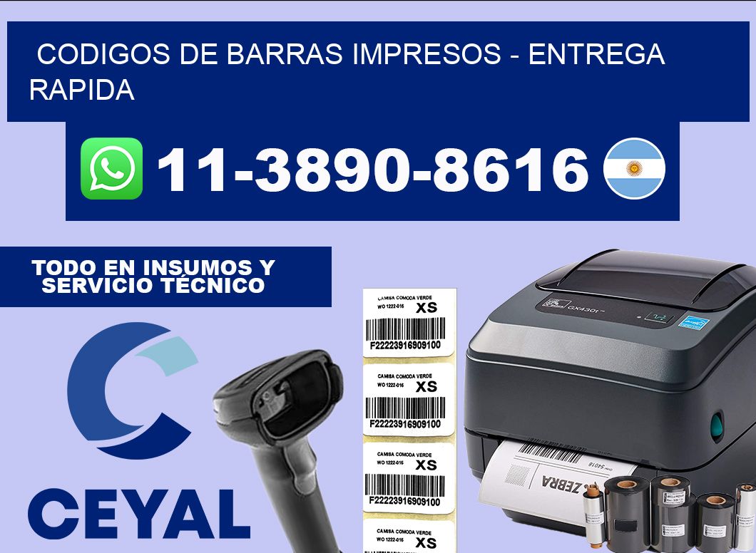 codigos de barras impresos - entrega rapida