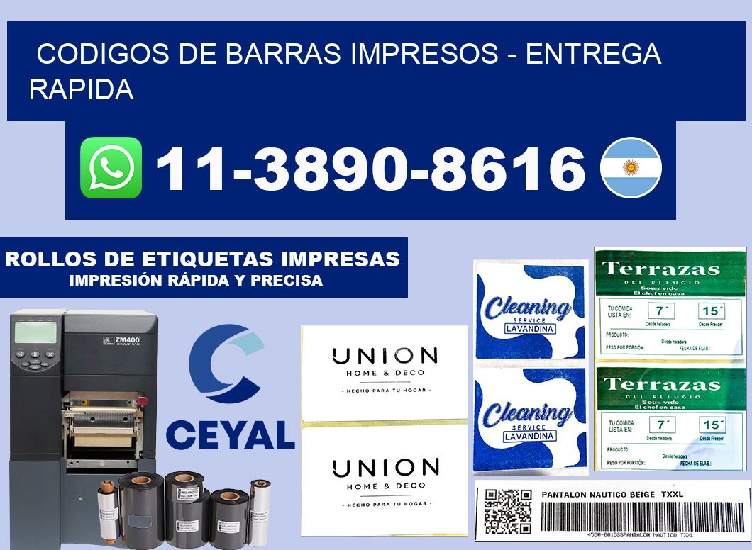 codigos de barras impresos - entrega rapida